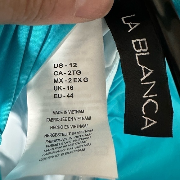 La Blanca One Piece Swimsuit 12 Women Lace Back One Shoulder Turquoise LB01G14 - Picture 11 of 12